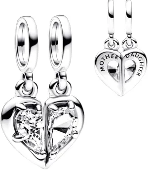 Mother and daughter dangle Charm 925 Sterling Silver Pendant,Jewelry Beads Gifts for Women Bracelet&Necklace