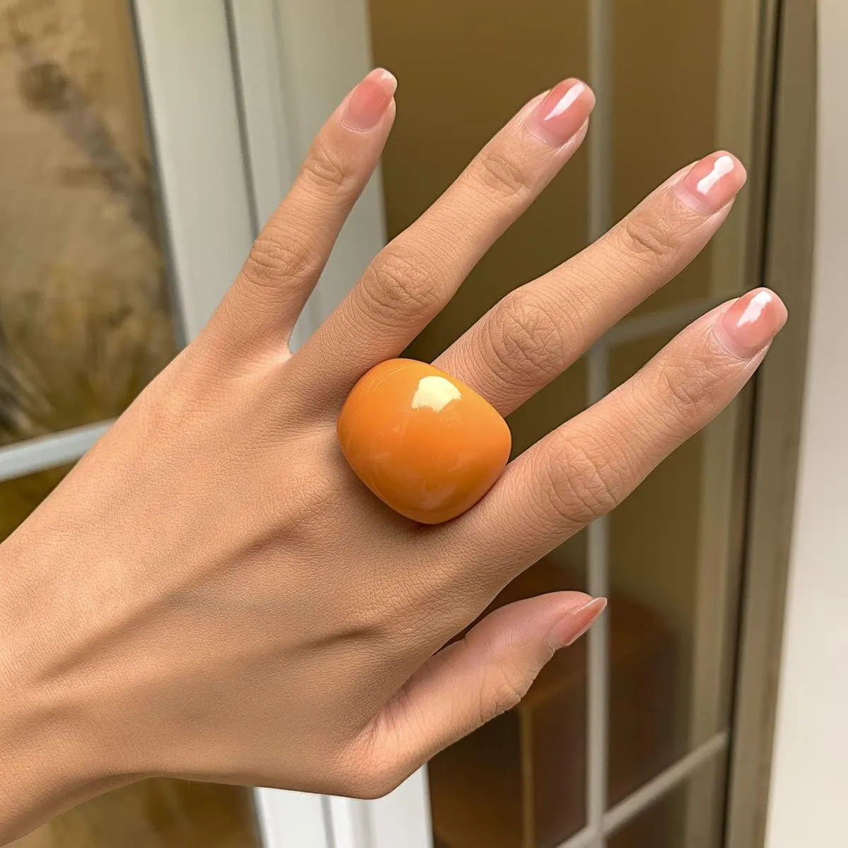 Multicolor Resin Chunky Rings.Transparent Acrylic Rings Exaggerated Knuckle Finger Rings Charm Geometric Jewelry Gifts for Women