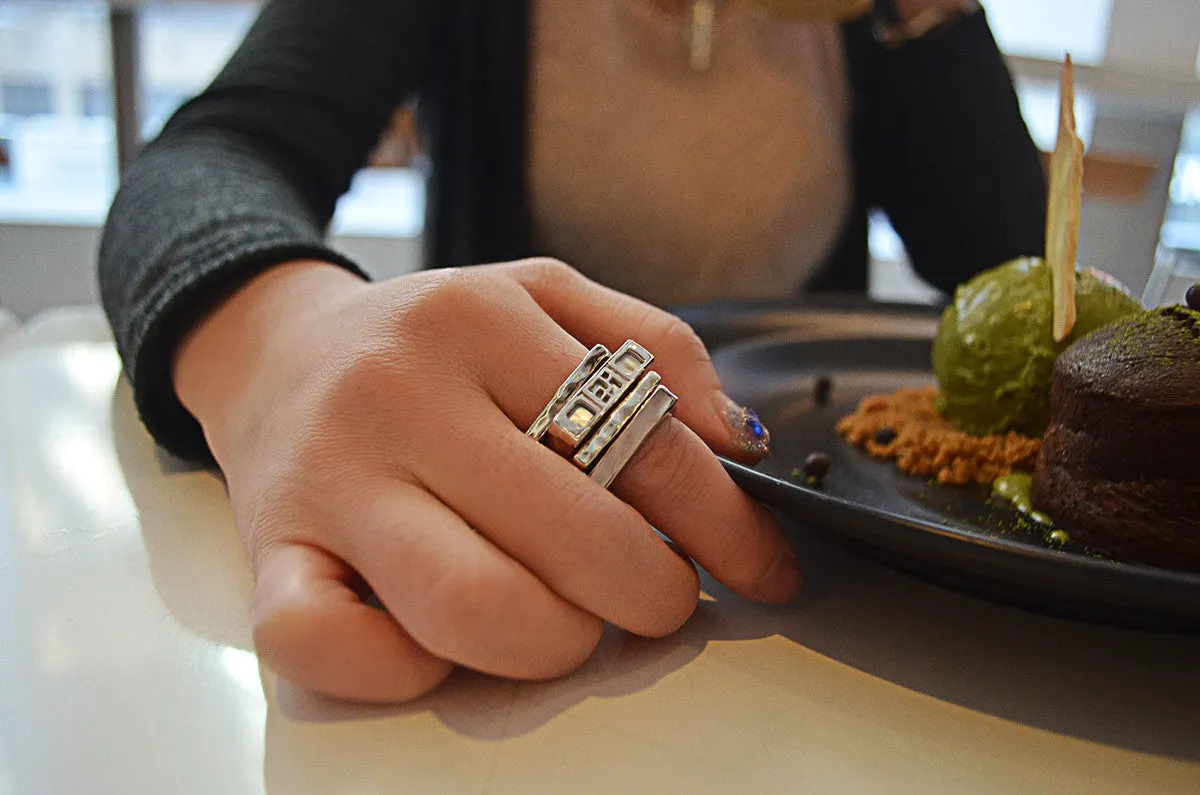 Mystical Pagoda Latticework Sterling Silver Stacking ring