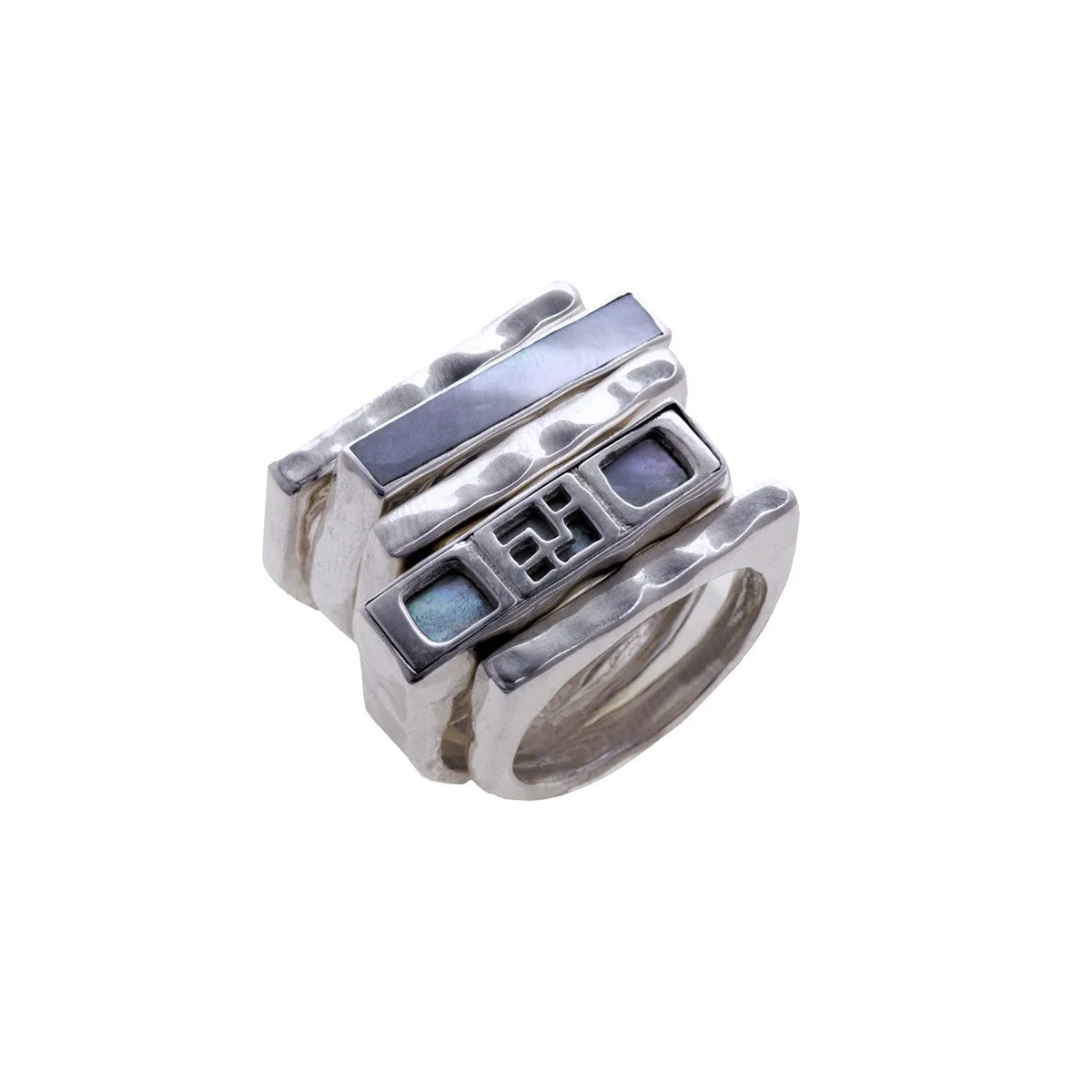 Mystical Pagoda Latticework Sterling Silver Stacking ring