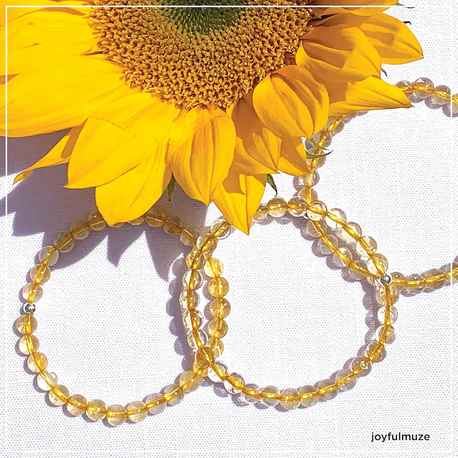 Natural Citrine Quartz Bracelet, Stretchy Round Yellow Gemstone, Handmade Premium Jewelry for Women Man Girls, Chakra Energy Bracelets, Birthday Gifts, 6.5"- 7.5" inch, 6mm
