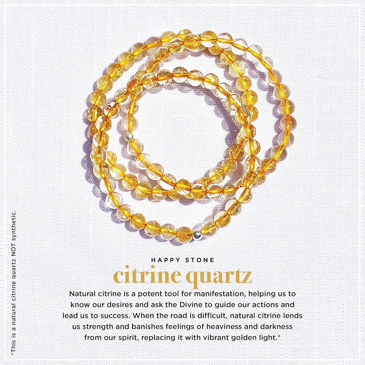 Natural Citrine Quartz Bracelet, Stretchy Round Yellow Gemstone, Handmade Premium Jewelry for Women Man Girls, Chakra Energy Bracelets, Birthday Gifts, 6.5"- 7.5" inch, 6mm