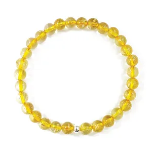 Natural Citrine Quartz Bracelet, Stretchy Round Yellow Gemstone, Handmade Premium Jewelry for Women Man Girls, Chakra Energy Bracelets, Birthday Gifts, 6.5"- 7.5" inch, 6mm