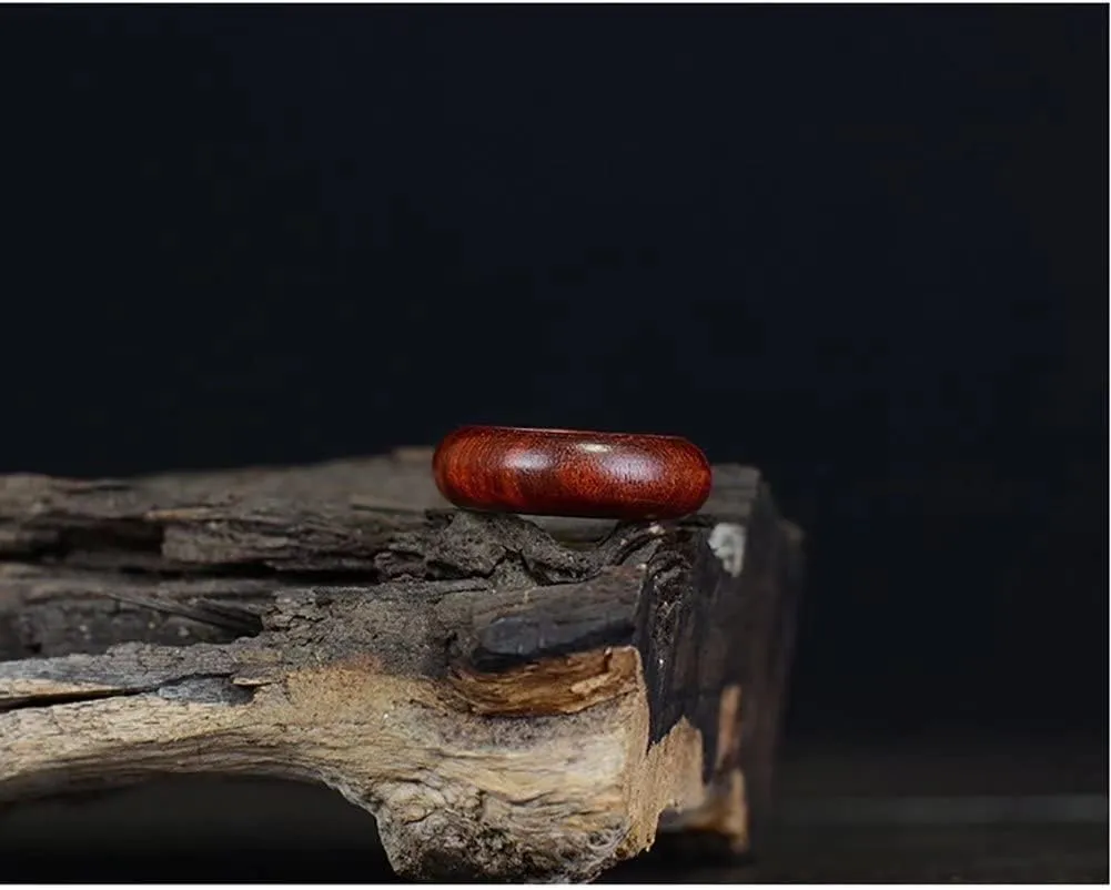 Natural Ebony/Green Sandalwood Wood Rings for Men Wooden Wedding Anniversary Band Rings Jewelry, Size 8-10