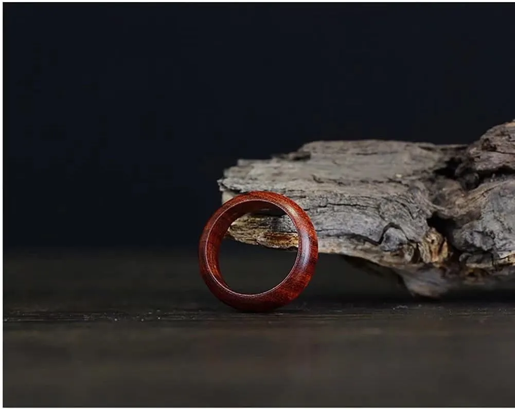Natural Ebony/Green Sandalwood Wood Rings for Men Wooden Wedding Anniversary Band Rings Jewelry, Size 8-10