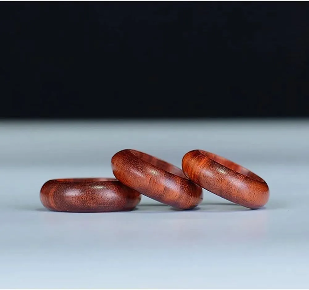 Natural Ebony/Green Sandalwood Wood Rings for Men Wooden Wedding Anniversary Band Rings Jewelry, Size 8-10