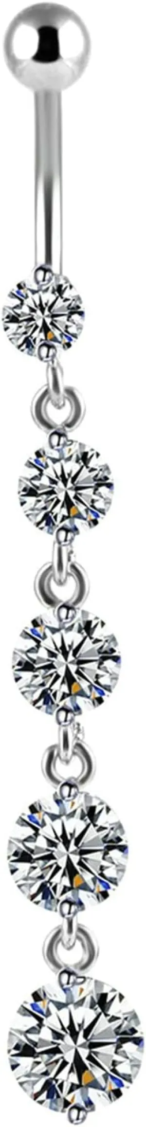 Navel Rings Stainless Steel, Crystal Navel Rings for Women White Navel Piercing