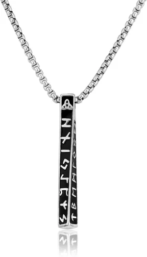 Necklace for Men Norse Viking Rune with Adjustable Stainless Steel Chains for Men, Vintage Amulet Mens Jewelry Gift with Delicate Box