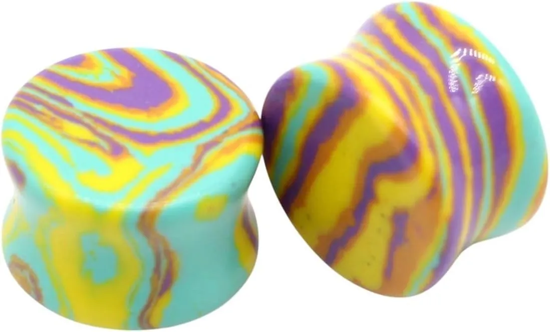 New 2025 2Pcs Colorful Natural Stone Double Flared Ear Tunnel Plugs Flesh Stretcher Expander Gauges Earring Piercing Body Jewelry Fashion Trendy Accessories Creative Gift