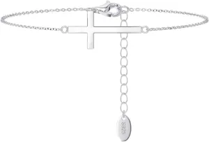 New 2025 Unisex Simple Pure 925 Sterling Silver Cross Chain Bracelet For Women Dainty Christian Prayer Religious Decoration Jewelry Luxury With You Accessories Trendy For Women And Men