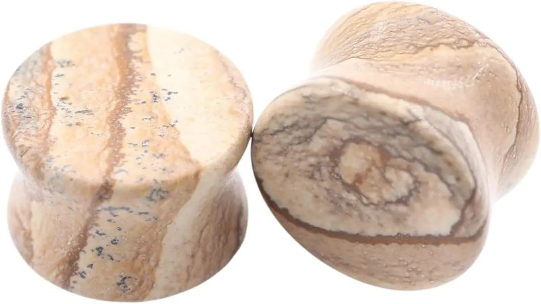 New 2026 Arrive 2Pcs Colorful Natural Stone Double Flared Ear Tunnel Plugs Flesh Stretcher Expander Gauges Earring Piercing Body Jewelry Fashion Trendy Accessories Creative Gift