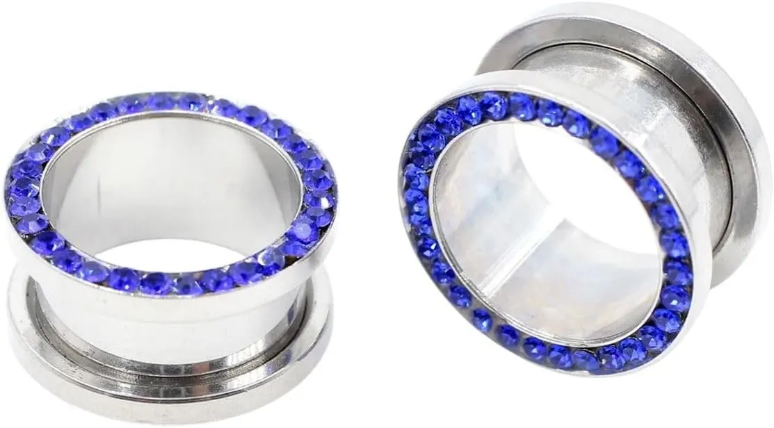 New 2026 Arrive 2Pcs Stainless Crystal Zircon Ear Tunnels Plug Screw Fit Colorful Flesh Gauge Expanders Piercing Jewelry Fashion Trendy Accessories Creative Gift