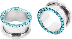 New 2026 Arrive 2Pcs Stainless Steel Crystal Zircon Ear Tunnels Plug Screw Fit Colorful Flesh Gauge Expanders Piercing Jewelry Findings Fashion Trendy Accessories Creative Gift For Women And Men