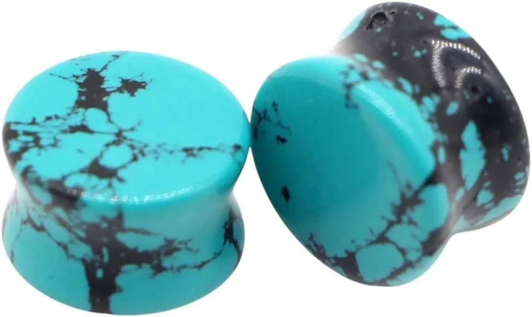 New 2026 Arrive Unisex 2Pcs Colorful Natural Stone Double Flared Ear Tunnel Plugs Flesh Stretcher Expander Gauges Earring Piercing Body Jewelry Fashion Accessories Creative For Women And Men Men
