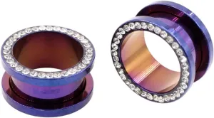 New 2026 Arrive Unisex 2Pcs Stainless Steel Crystal Zircon Ear Tunnels Plug Screw Fit Colorful Flesh Gauge Expanders Piercing Jewelry Fashion Trendy Accessories Creative Gift For Women And Men