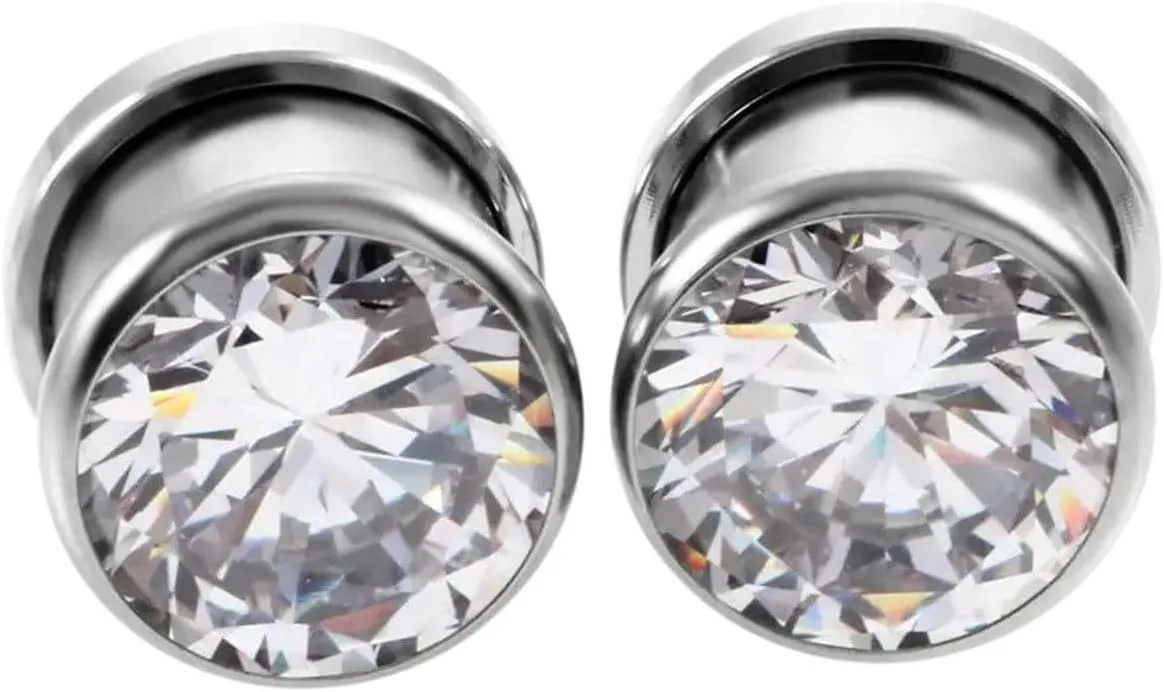 New 2026 Arrive Unisex Pair Stainless Steel Crystal Zircon Ear Tunnels Plug Screw Fit Colorful Flesh Gauge Expanders Jewelry Fashion Trendy Accessories Creative Gift For Women And Men