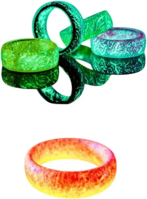 New 2026 Unisex Gift Fashion Colorful Luminous Resin Ring Women Men Fluorescent Glowing Rings Jewelry In The Dark Band Halloween Decoration Luxury Trendy Best For Women And Men