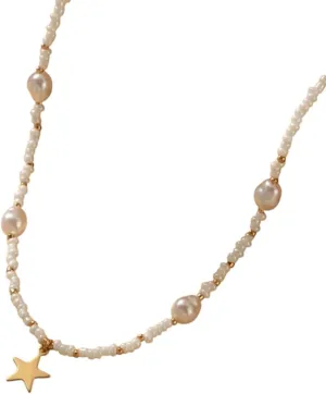 New 2026 Unisex Vintage Star Bead Irregular Imitation Pearl Pendant Necklace For Women Simple Ladies Clavicle Chain Decoration Jewelry Luxury With You Accessories Trendy Creative For Women And Men