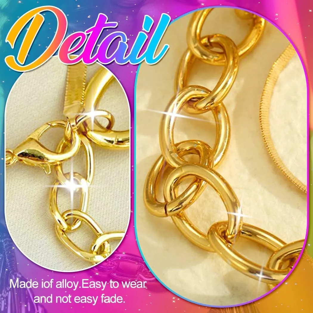 Nicute Fashion Gold Choker Necklace Layered Thick Link Chain Punk Statement Necklace for Women
