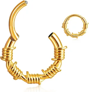Nose rings hoops,1 Pack 16G/8mm Surgical Stainless Steel Septum Ring Hoop Jewelry Clicker Cartilage Earring Hinged Segment Daith Piercing