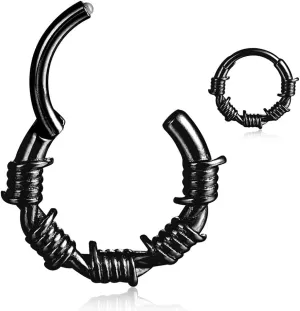 Nose rings hoops,1 Pack 16G/8mm Surgical Stainless Steel Septum Ring Hoop Jewelry Clicker Cartilage Earring Hinged Segment Daith Piercing