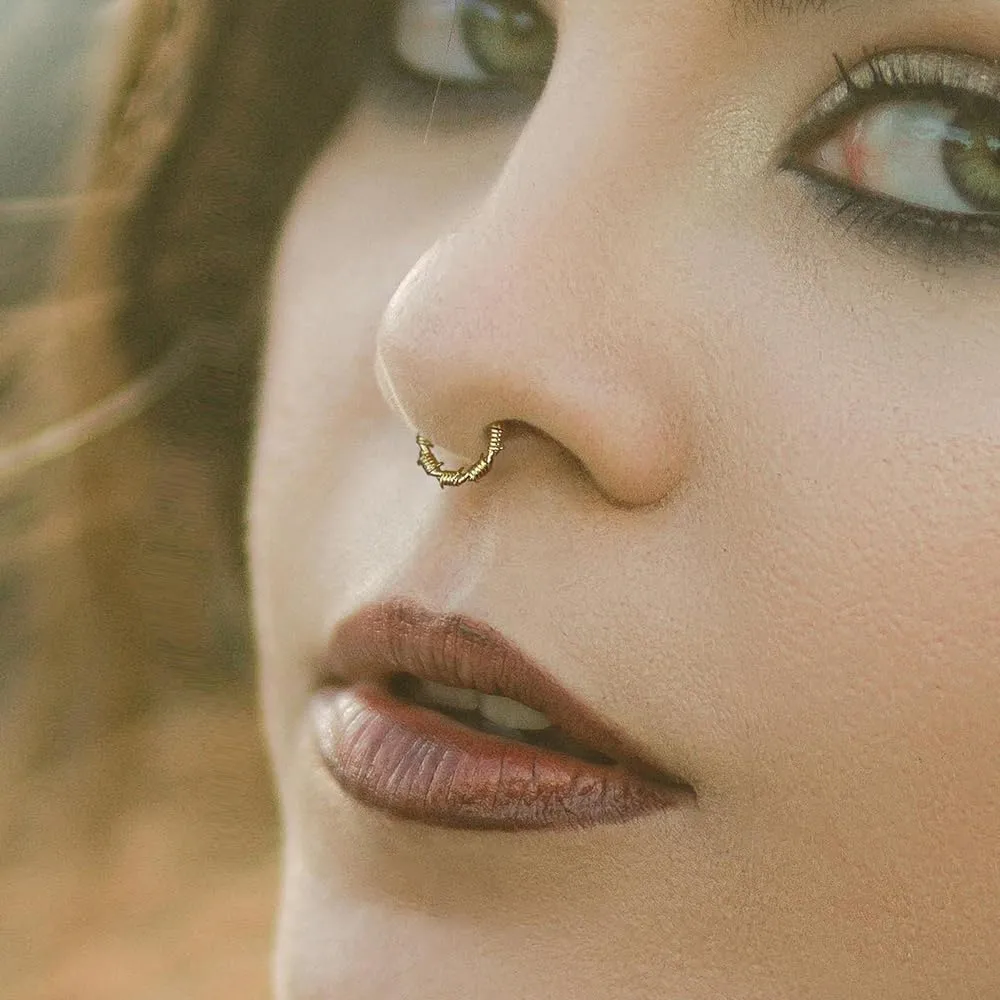 Nose rings hoops,1 Pack 16G/8mm Surgical Stainless Steel Septum Ring Hoop Jewelry Clicker Cartilage Earring Hinged Segment Daith Piercing