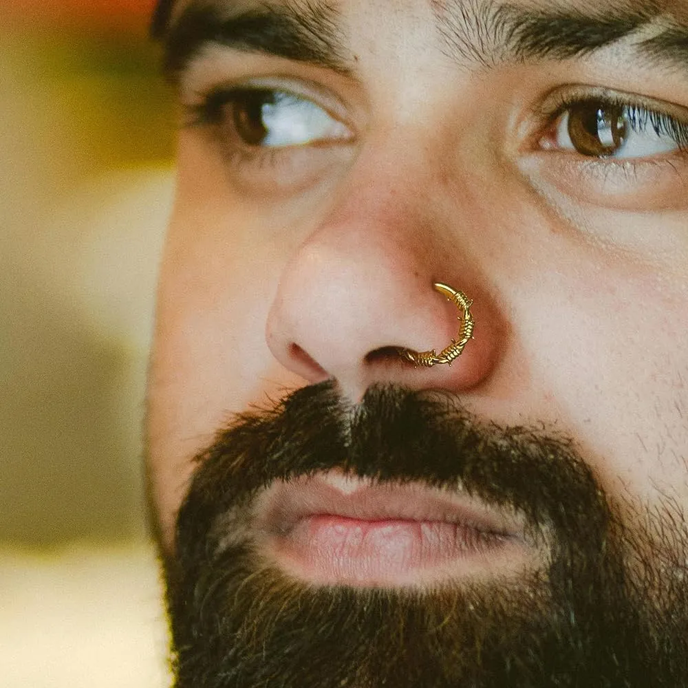 Nose rings hoops,1 Pack 16G/8mm Surgical Stainless Steel Septum Ring Hoop Jewelry Clicker Cartilage Earring Hinged Segment Daith Piercing