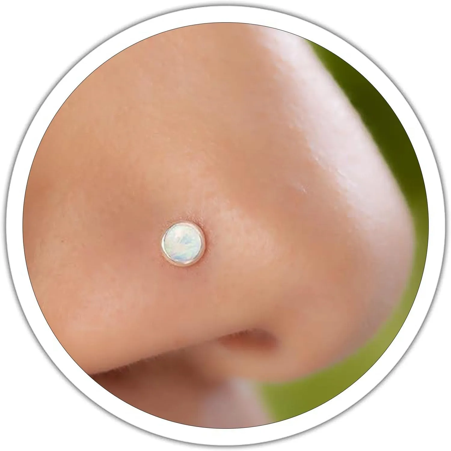 Nose Stud L Shape 925 Silver - Unique 22 Gauge Nose Stud With White Opal - Tiny Shiny Nose Ring Stud - Handmade Body Jewelry for Women Men
