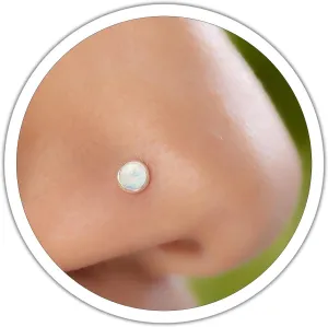 Nose Stud L Shape 925 Silver - Unique 22 Gauge Nose Stud With White Opal - Tiny Shiny Nose Ring Stud - Handmade Body Jewelry for Women Men
