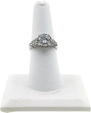 Novel Box White Leatherette Jewelry Ring Finger Display Stand 2.12x2.12x2.37 Inches with Square Base - Ring Holder Organizer Stand for Selling or Personal Use - Display Stands for Rings