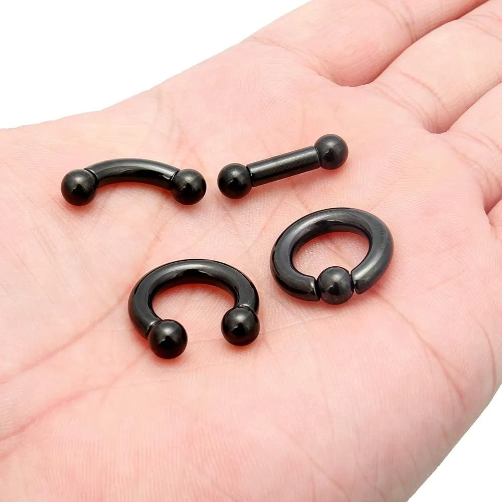 Ocptiy 6G 8G Septum Rings Large Ear Gauges Tunnels Plugs Earrings Stretching Kit 316L Surgical Steel Big Septum Nose Tongue Lip rings Piercing Jewelry Barbells 12mm 16mm 4Pcs