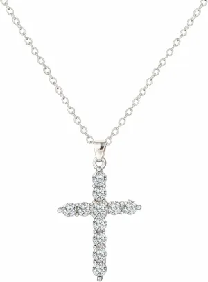 ONLYJUMP 14K Gold Plated Cubic Zirconia Cross Necklace for Women Silver Cross Pendant Necklaces Simple Dainty Necklace Anniversary Birthday Christmas Gifts