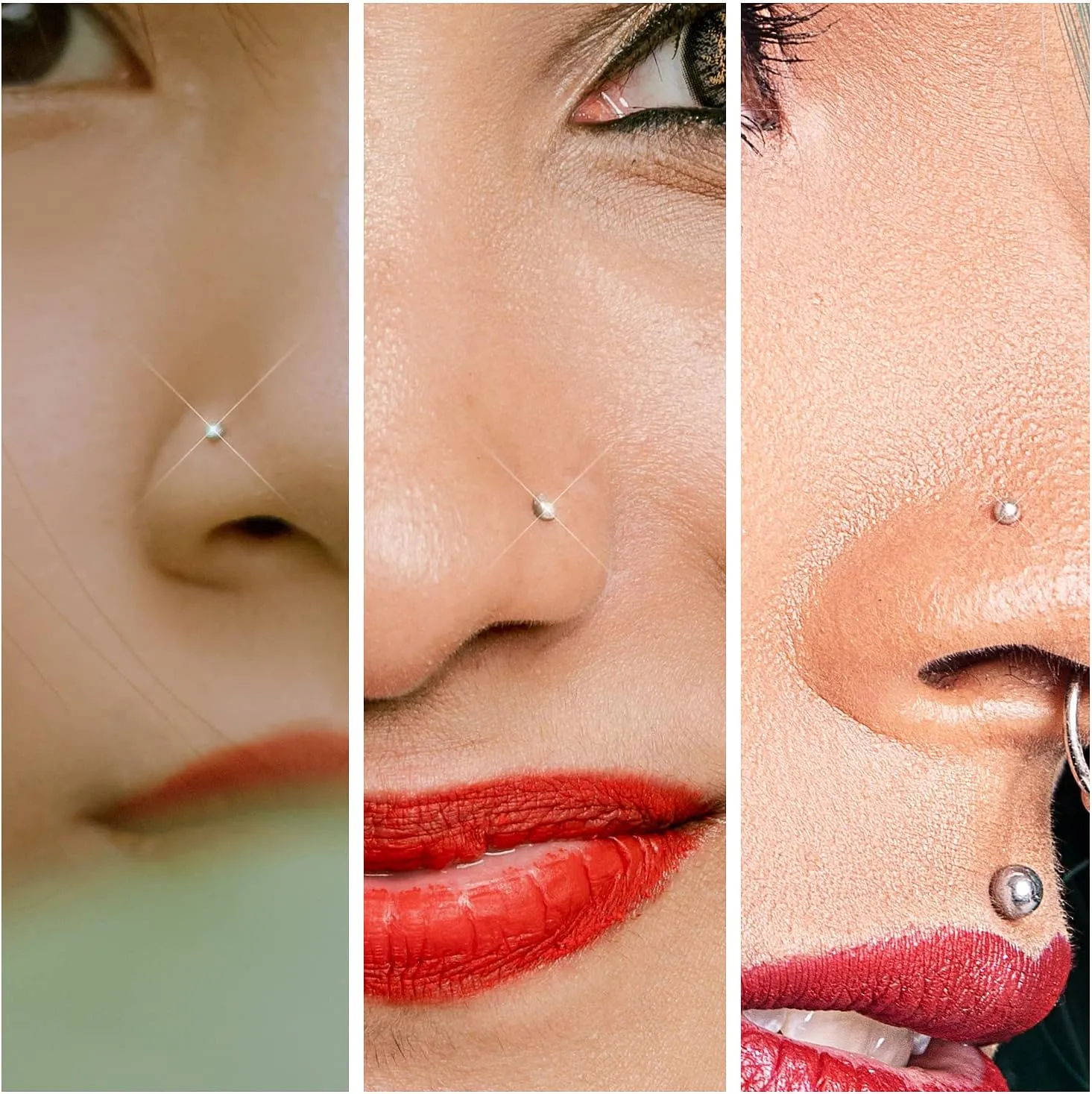 Opal Nose Rings Studs 20G 18G Surgical Steel Nose Stud Nose Piercing Jewelry Top CZ 1.5mm 2mm 2.5mm 3mm Straight L Screw Nose Ring Stud Heart Nostril Piercing Jewelry for Women Men