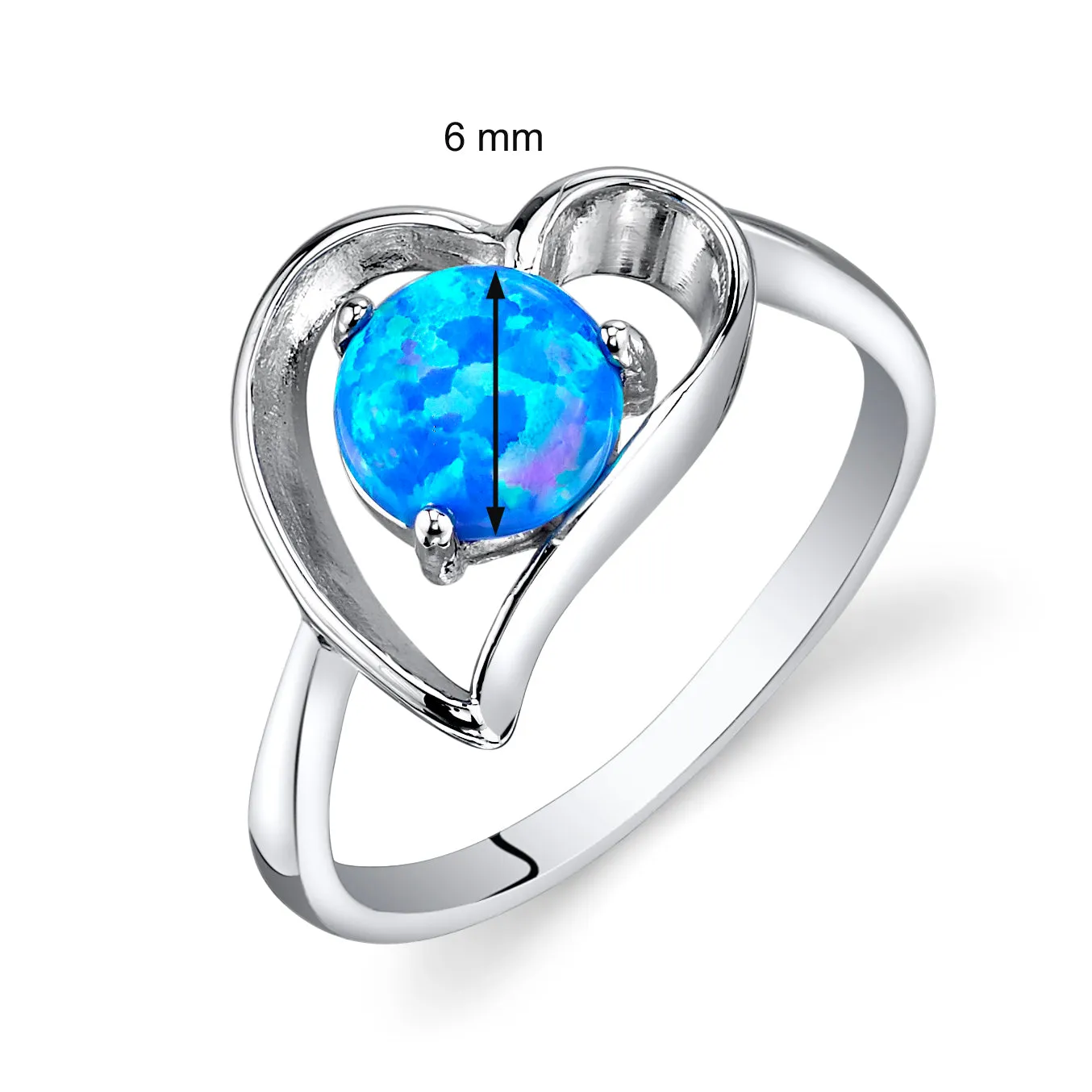 Opal Round Cut Sterling Silver Ring Size 5