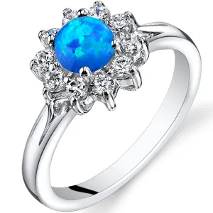 Opal Round Cut Sterling Silver Ring Size 5
