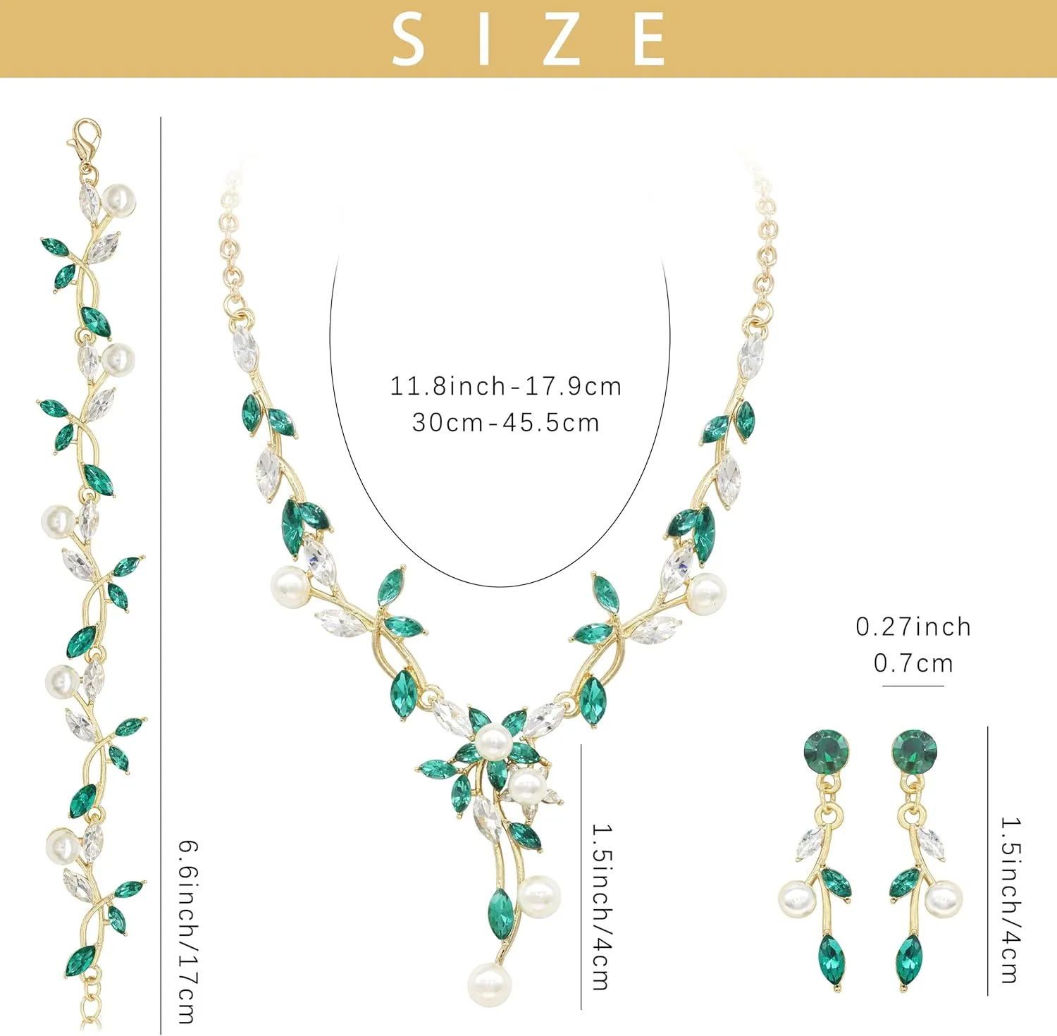 Oriamour Rhinestone Wedding Jewelry Sets for Bridal Women Crystal Necklace Bracelet Earrings Set Prom Jewelry Set for Brides