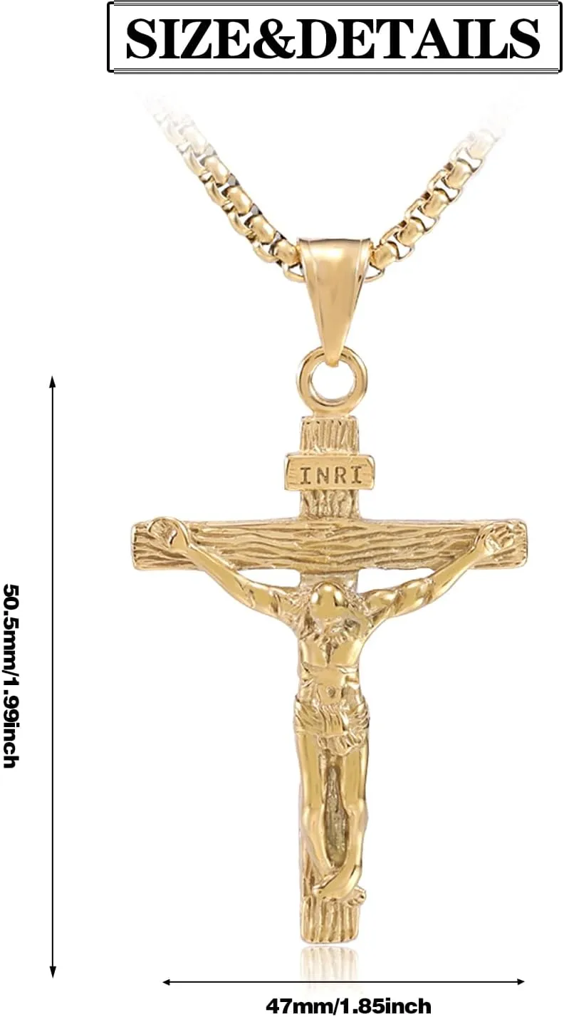 Ornaland Cross Pendant Necklace with Jesus Crucifix Religious Necklace Sacrosanct Charm Neck Chain Jewelry Gift for Easter Thanksgiving Day