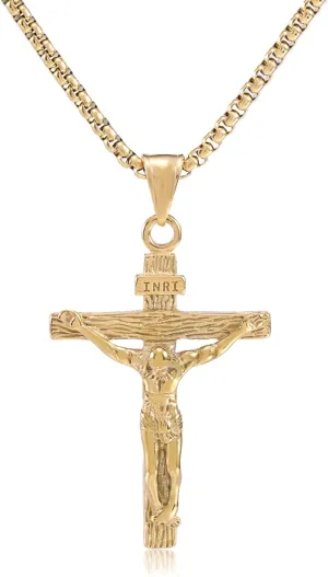 Ornaland Cross Pendant Necklace with Jesus Crucifix Religious Necklace Sacrosanct Charm Neck Chain Jewelry Gift for Easter Thanksgiving Day