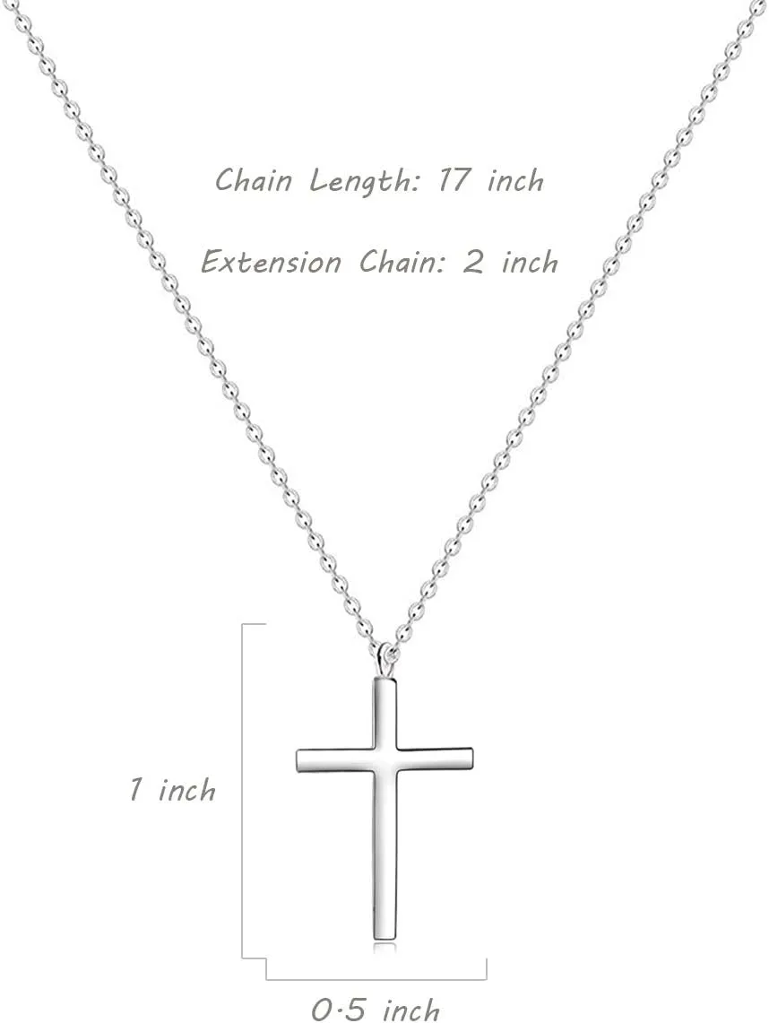 Ovian Cross Pendant Necklace for Men 18K Gold Plated Stainless Steel Cross Necklace Simple Solid Cross Necklace Christians Jewelry for Women