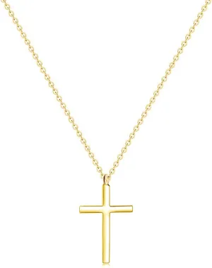 Ovian Cross Pendant Necklace for Men 18K Gold Plated Stainless Steel Cross Necklace Simple Solid Cross Necklace Christians Jewelry for Women