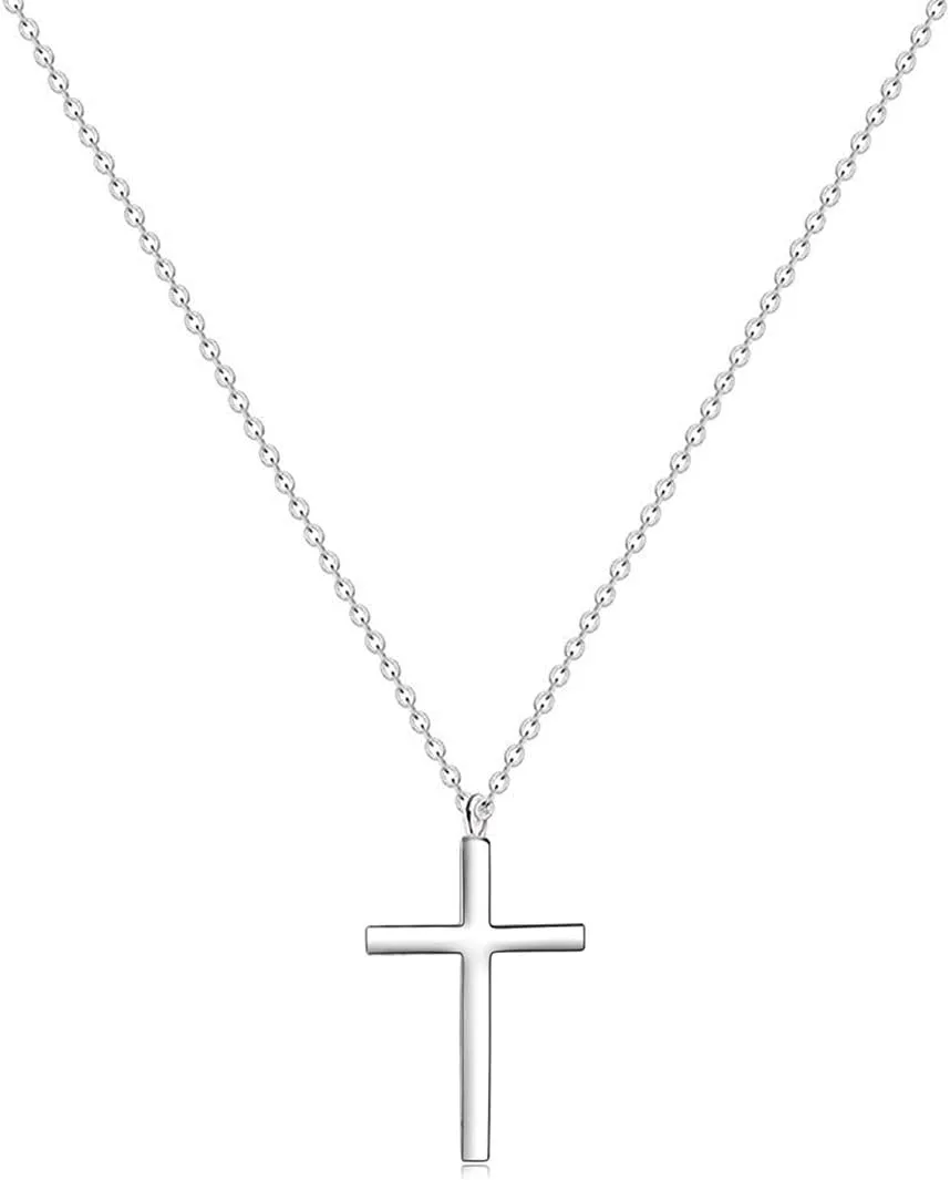 Ovian Cross Pendant Necklace for Men 18K Gold Plated Stainless Steel Cross Necklace Simple Solid Cross Necklace Christians Jewelry for Women