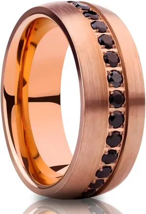 OVIEDO JEWELRY Rose Gold Tungsten Wedding Ring,Dome 8MM Anniverasary Engagement Ring,Comfort Fit,Unique Style Man's Woman's Band