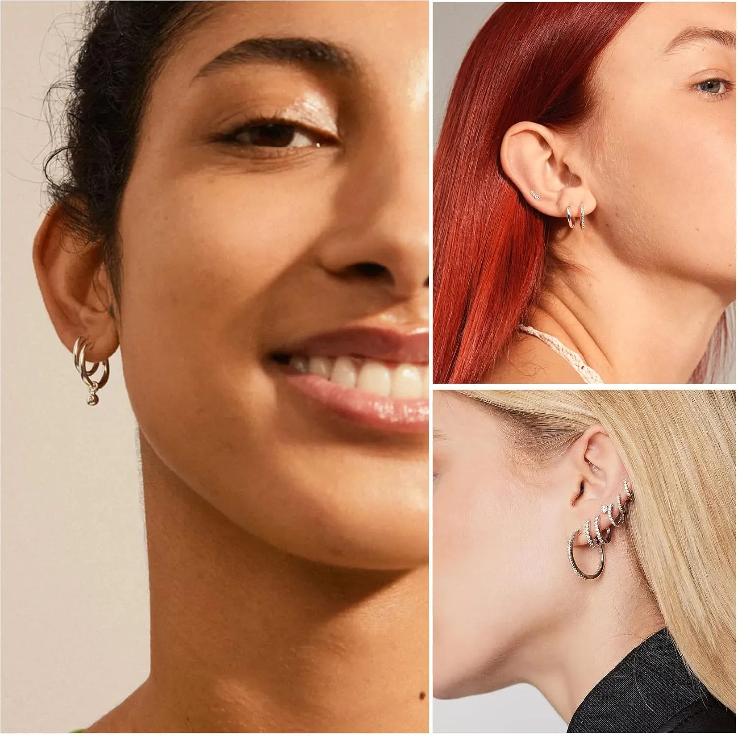 PABBEU Gold Hoop Earrings for Women Sterling Silver Post Small Gold Hoop Earrings 14k Real Gold Tiny Hypoallergenic Small Hoop Earrings Set for Women Men 13/15 /20mm