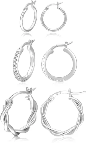 PABBEU Gold Hoop Earrings for Women Sterling Silver Post Small Gold Hoop Earrings 14k Real Gold Tiny Hypoallergenic Small Hoop Earrings Set for Women Men 13/15 /20mm