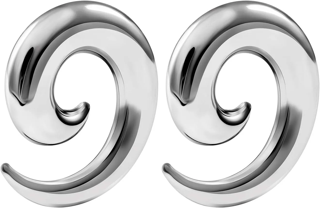 Pair of 316L Surgical Steel Taper Spiral Expander Hollow Piercing Jewelry Stretcher Ear Plugs Stretching Earring