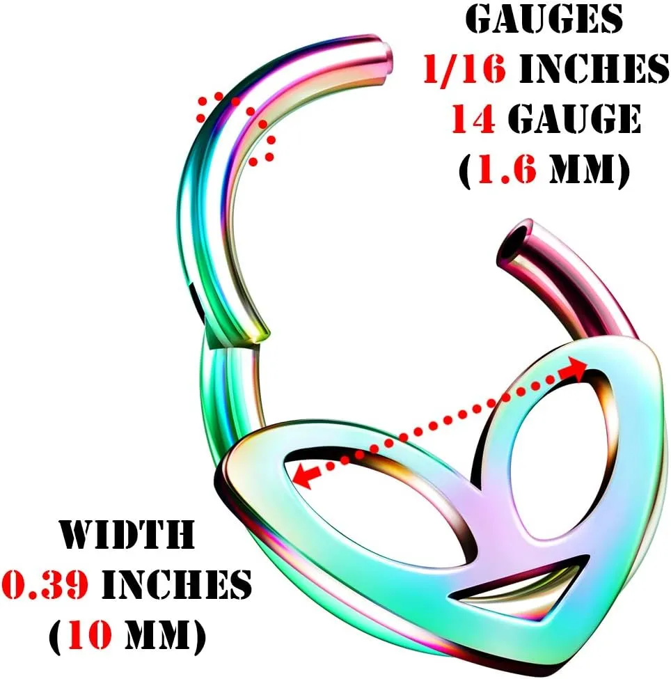 Pair of Anodized 316L Surgical Steel Alien Hinged Segment Nose Hoop Ring Piercing Cartilage Helix Septum Tragus Jewelry