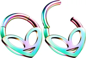 Pair of Anodized 316L Surgical Steel Alien Hinged Segment Nose Hoop Ring Piercing Cartilage Helix Septum Tragus Jewelry