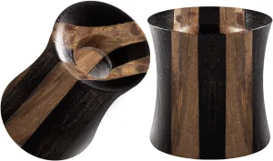 Pair of Areng Wood Coconut Striped Double Flared Saddle Piercing Jewelry Ear Stretching Lobe Plugs flesh Tunnel Earring