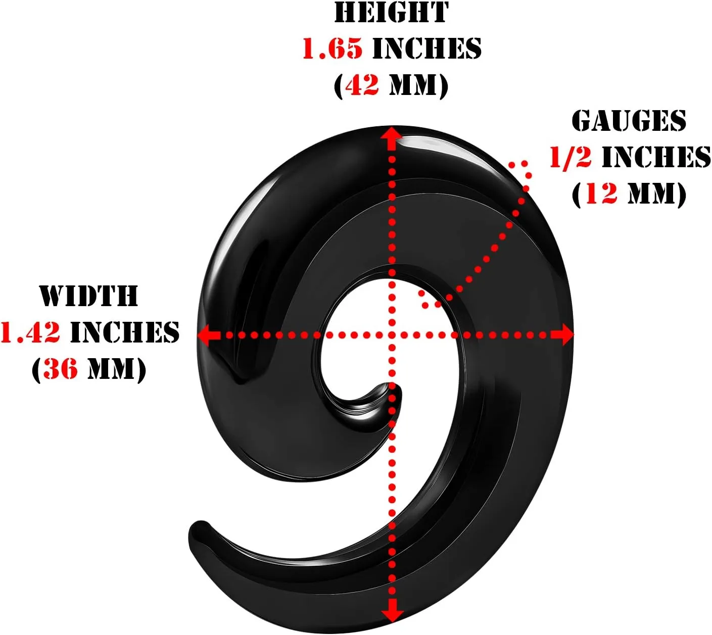 Pair of PVD Steel Black Anodized Taper Spiral Hollow Piercing Jewelry Ear Plugs Stretching Expander Earring