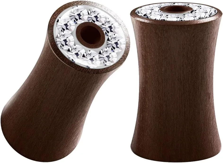 Pair of Sawo Wood Double Flared Saddle Ear Flesh Tunnel Piercing Jewelry Stretcher Clear Ferido Earring Lobe Plugs